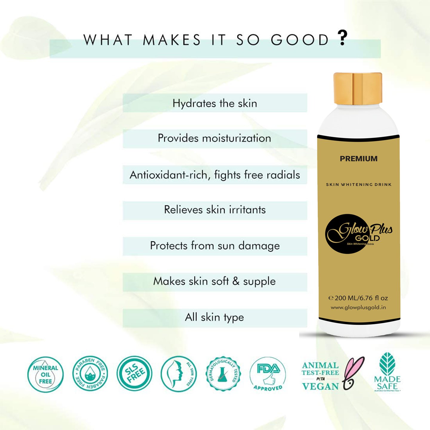 Glow plus gold skin whitening drink