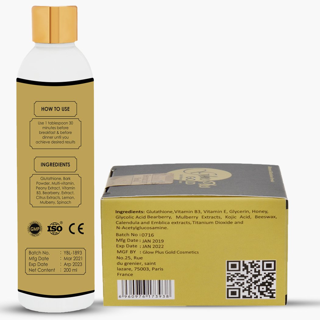 Glow plus gold skin whitening drink